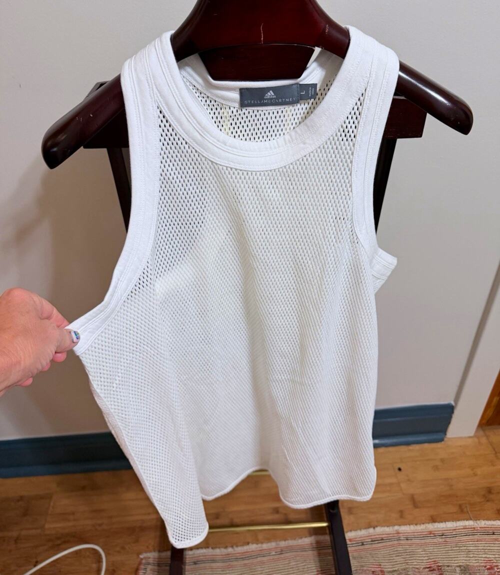 adidas by Stella McCartney White Mesh Racerback Tank L Breathable Stretch